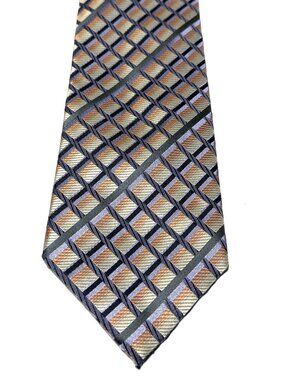 Giorgio Brutini Geometric Pattern Men’s Tie Gold Blue Black